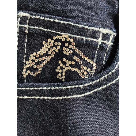 Jordache Women's 27 Blue Dark Wash Studded Rhinestone Stretch Pants Denim Jeans - Picture 6 of 14
